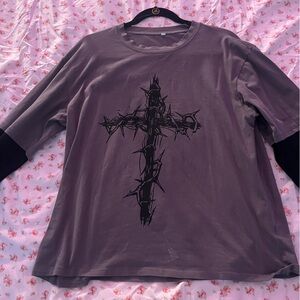 LAVASEON harajuku oversized shirt, size M, grey and black